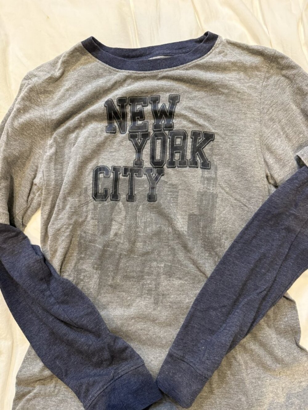 New York City Grey Raglan Long Sleeve Graphic Tee